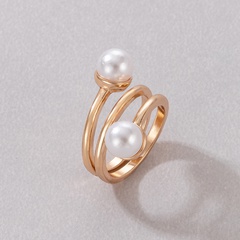 Nouveau Mode Simple Géométrique Incrusté Perle Multi-Couche Alliage Anneau
