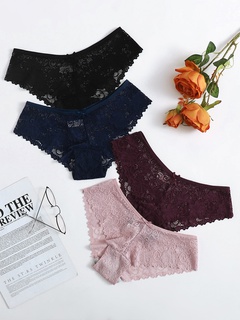 Fashion Sexy Breathable Lace Hollow out Cotton Triangle Underwear Women