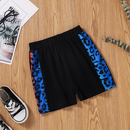 Children Summer Casual Letter Leopard Print Stitching Short Sleeves Shorts Suitpicture7
