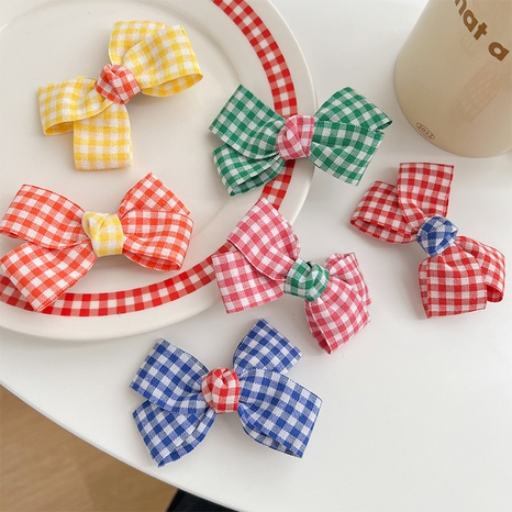 fashion new Plaid color matching Bow Cloth Hairpin's discount tags