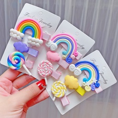 Cartoon Regenbogen Süßigkeiten Farbe drei-stück Haar Clip Set