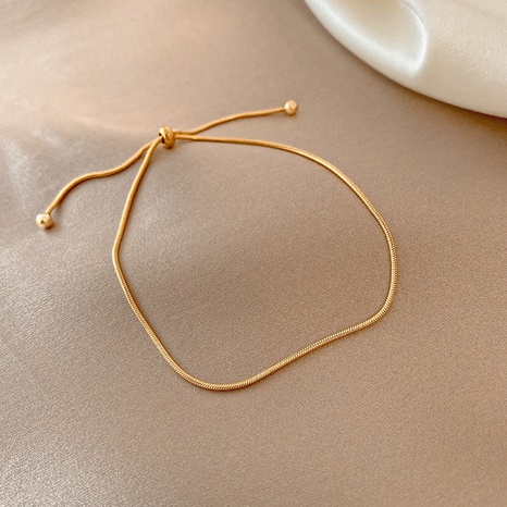 simple Retro golden Titanium Adjustable size bead Bracelet's discount tags