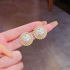 Neue einfache feste farbe Perle alloy Stud Ohrringe