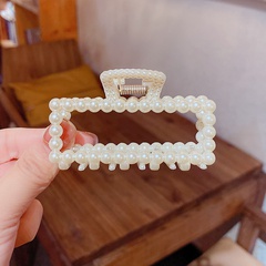 Simple blanc géométrique moyen taille Perle acrylique Cheveux Griffes