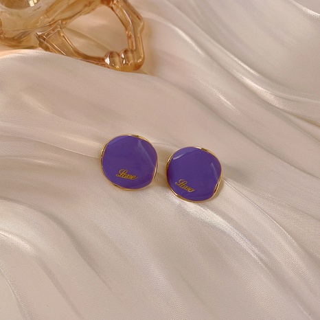 New fashion purple inlaid Geometric alloy Stud Earrings's discount tags