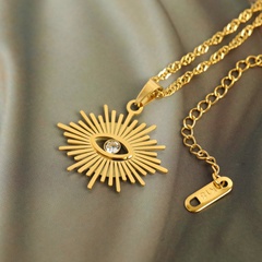 Mode Teufel Auge Intarsien Zirkon Galvani 18K Gold Edelstahl Halskette