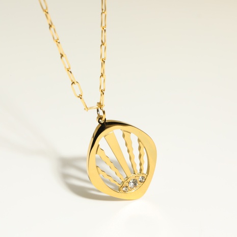 Mode Einfache Geometrische Diamant Strass Titan Stahl Halskette's discount tags