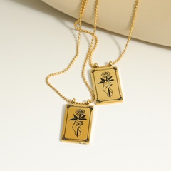 Mode Einfache Doppel-Seitige Blume 18K Gold-Überzogene Edelstahl Halskette