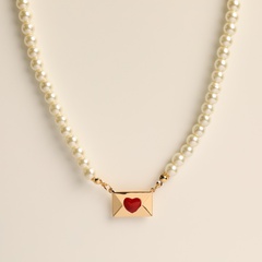 Mode Herz Brief Perle Schlüsselbein Kette 18K Vergoldung Kupfer Halskette