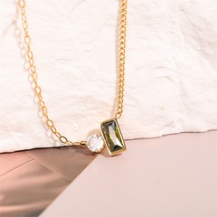 New simple Olive-Green inlaid rhinestone Stainless Steel Necklace