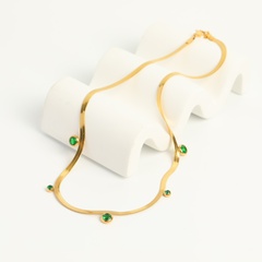 Mode Einfache Geometrische Intarsien Zirkon Galvani 18K Gold Edelstahl Halskette