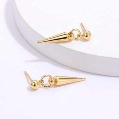 Mode Einfache Kupfer Galvani 18K Gold Spitz Kegel Ohrringe