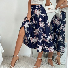 Women's Spring and Summer Fashion Floral Wide Leg High Waist Casual Skirt