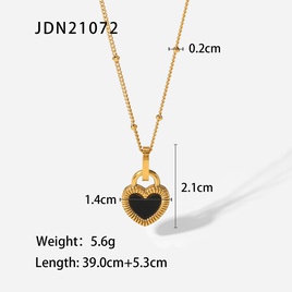 Nuevo estilo de acero inoxidable 18K chapado en oro de doble cara en forma de corazn pequea cerradura colgante collarpicture14