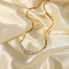 Neue Stil 18K Gold überzogene Quadratische Zirkon edelstahl Schlange Kette Halskette