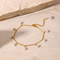 New Style Women's 18K Gold plated Shell Beads Tassel Pendant Anklet