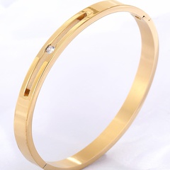 Mode Einfache Edelstahl Galvani 18K Gold Eingelegten Zirkon Armband
