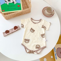 Children's Cute Clothing 2022 Summer New Baby Bear Printed Jumpsuit Romper