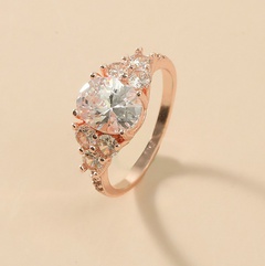 2022 New Fashion Electroplated Copper Zircon Inlaid Rose Gold Ring