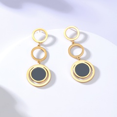 New Fashion Simple Stainless Steel Electroplated 18 Gold round Stitching Earrings