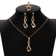 Women'S Elegant Fashion Geometric Alloy Earrings Necklace Diamond Jewelry Sets