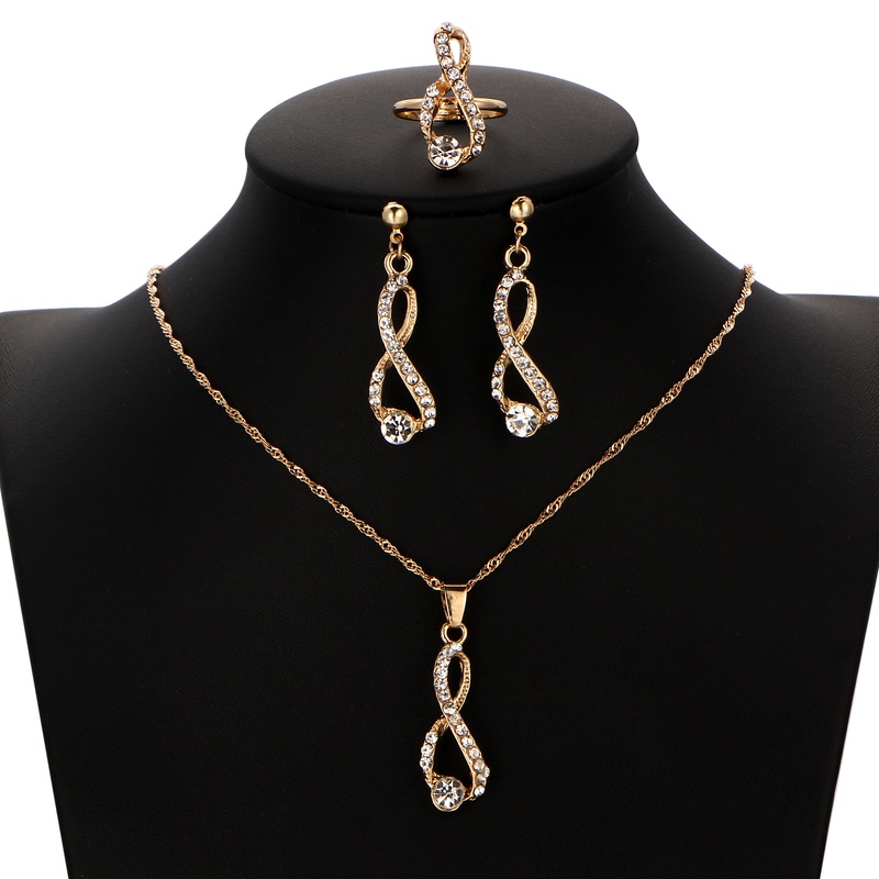 WomenS Elegant Fashion Geometric Alloy Earrings Necklace Diamond Jewelry Sets