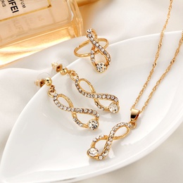 WomenS Elegant Fashion Geometric Alloy Earrings Necklace Diamond Jewelry Setspicture8