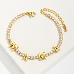 Mode Brief Mama Galvani 18K Gold Eingelegten Zirkon Kupfer Armband
