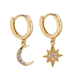 Fashion Alloy Star Moon Earrings Daily Plating Rhinestone Drop Earrings 1 Set