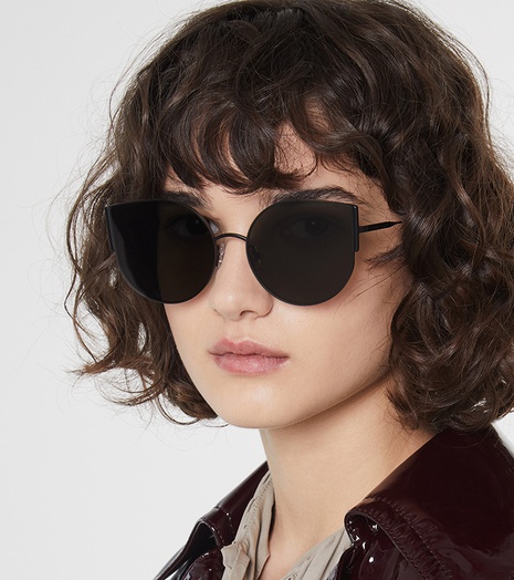 Nouveau style ronde Cat Eye cadre noir lunettes de Soleil en métal's discount tags