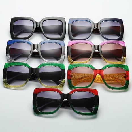 New style Fashion Three-Color Square Large Frame Color Sunglasses's discount tags