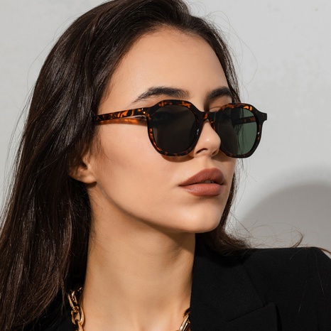 New style Retro Small Frame Polygon multicolor leopard Sunglasses's discount tags