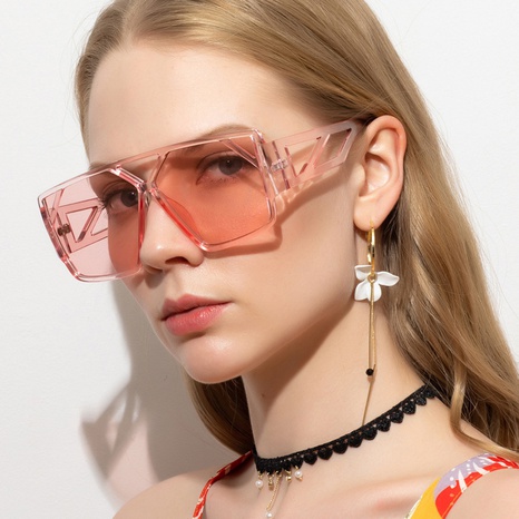 Nouveau Rétro style semi-transparent Grand Carré Jante creux lunettes de Soleil's discount tags