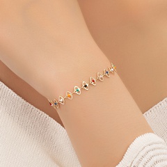 Fashion New Inlaid Color Diamond Oval Chain Alloy Bracelet
