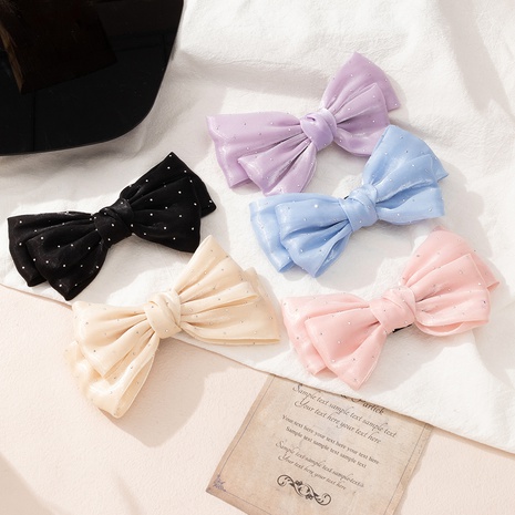 simple style solid color Headwear inlaid Rhinestone bow shape Hairpin's discount tags