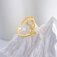 new style copper 18K Gold Plating Zircon Geometric hollow heart Open Ring