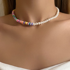 Mode Trendy Bunte Polymer Clay Perle Perlen Halskette