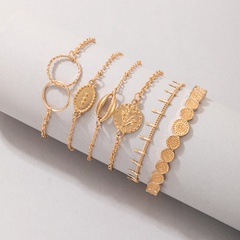 Fashion Bohemian Style Simple Geometric Circle Shell Flower 6-Piece Alloy Bracelet