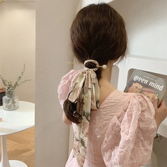 Fashion Elegant Printed Fabric Bow Ribbon Pearl Hair Clasp Hair Accessories