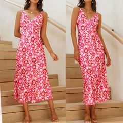 Summer New style Sexy Strap Backless floral Print Women Dress