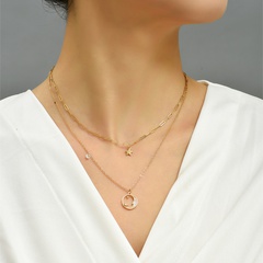 alloy Double Layer Chain Geometric Moon Chain Alloy Necklace