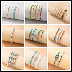 Mode Creative Simple Coloré Géométrique Lotus Alliage Bracelet Ensemble