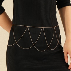 Fashion Simple Women's Thin Chain Tassel Pendant Geometric Waist Body Chains