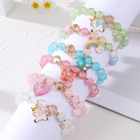 New style Crystal Butterfly Rainbow Handmade Beaded Bracelet's discount tags