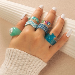 Fashion Cute Candy Color Geometric Bear Resin Finger Ring