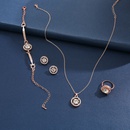 Frau Mode Klassischer Stil Geometrisch Runde Legierung Strass steine Ringe Ohrringe Halskette Diamant Schmuck Setspicture8