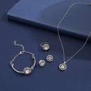Frau Mode Klassischer Stil Geometrisch Runde Legierung Strass steine Ringe Ohrringe Halskette Diamant Schmuck Setspicture9