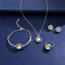 Frau Mode Klassischer Stil Geometrisch Runde Legierung Strass steine Ringe Ohrringe Halskette Diamant Schmuck Setspicture10