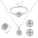 Frau Mode Klassischer Stil Geometrisch Runde Legierung Strass steine Ringe Ohrringe Halskette Diamant Schmuck Setspicture12