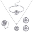 Frau Mode Klassischer Stil Geometrisch Runde Legierung Strass steine Ringe Ohrringe Halskette Diamant Schmuck Setspicture15